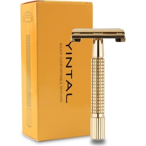 Double Edge Safety Razor Classic Safety Razors K Gold Color Butterfly Portable Short Non-slip Style Handle Shaver Man Shaving