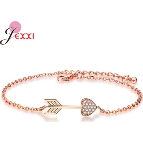 S925 Sterling Silver Bangles Wristband Austrian Crystal Inlay Arrow Shaped Bracelet Jewelry Womens Wedding Pulseira Accessories