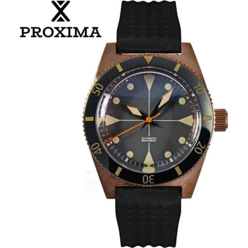 Proxima Bronze Watch 20Bar Waterproof Sports Wear Male Diver Wrist Watches NH35 Sapphire Crystal Luxury Mens AAA Mechanic Clock
