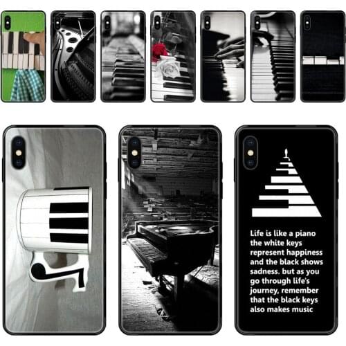 Piano Black White Keys Gift Black Soft TPU Protector Phone Cases For Galaxy A70 A71 A70E A5 A6 A7 A8 A10 A10S A20 A20S A20E