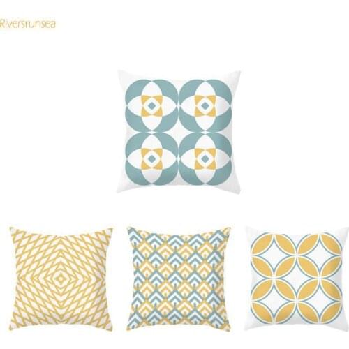 Nordic Style Decoration Geometric Cushion Covers Creative Rhombus Flower Pattern Abstract Art Pillow Case For Office Chair