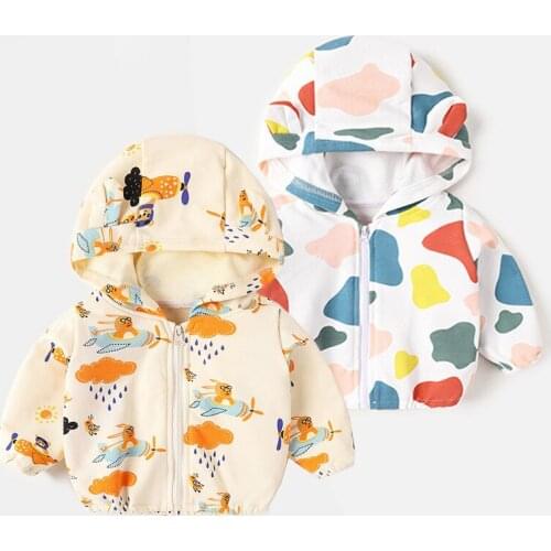 Childrens spring casual jacket new autumn newborn cartoon cute hooded jacket children clothes