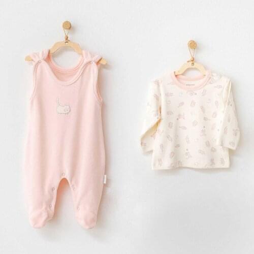 Andywawa AC21118 Meow Velvet Baby Jumpsuit Set Pink