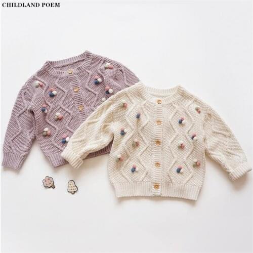 Baby Sweater Pompom Baby Cardigan Cotton Girls Sweater Cardigan Coat Cotton Baby Boys Girl Cardigan Jacket Kids Toddler Cardigan