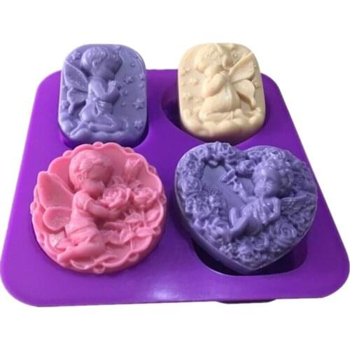 4 Hole Angle baby Soap Mould Handmade Soap Mold Silicone DIY Modeling Tool Pastry Arts Decorative Kitchen Accessories