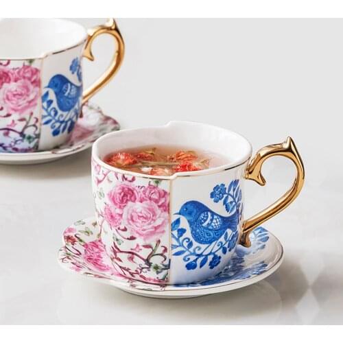 Porcelain Coffee Mug European Small Luxury Asymmetric Ceramic Coffee Cup Afternoon Tea Cup and Saucer Set Gift Box Free Shipping