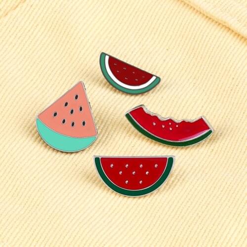 Hot Summer Cute Watermelon Enamel Pins Kids Cartoon Fruit Brooches Women Bag Decoration Badges Women Lapel Pins Jewelry Gift New