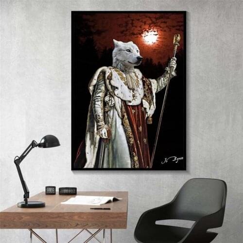 Deer General In Foggy Forest Canvas Painting On Wall Art Poster And Prints Animal In Suit Funny Picture For Room Decoration