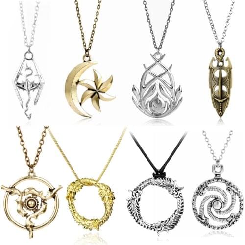 Classic Games The Elder Scrolls Necklace Men Women Cosplay Jewelry Metal Pendant Necklaces collection Statement Necklace