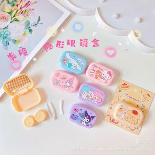 Sanrio Hello Kitty Cosmetic Case Cute Cartoon Cosmetic Case Heart Contact Lens Companion Case Melody Convenient Nursing Case