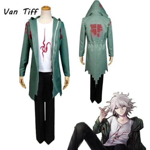 Super Danganronpa Nagito Komaeda Cosplay Costume Men Coat Shirt Pants Green Jacket Uniform Suit Trigger Happy Havoc Sets Women