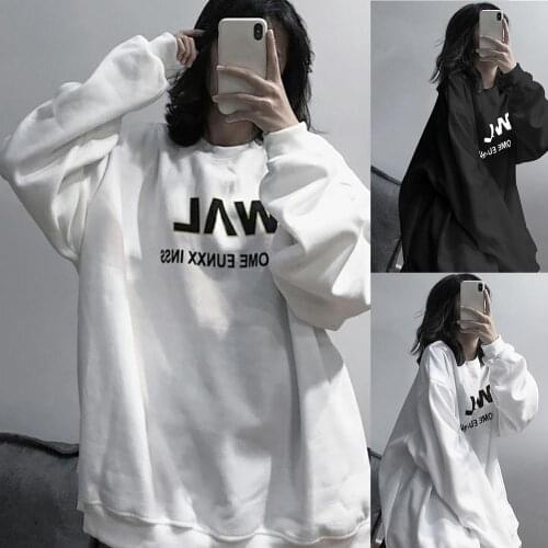 Fashion T Shirt Women Korean Slyle Loose Casual Women Long Sleeve O Neck Blouse Top Letters Print Oversized Sweatshirt