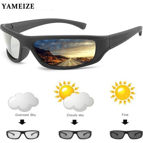 YAMEIZE Photochromic Glasses Polarized Sunglasses Men Discoloration Square Sunglasses Driving Goggles Sport Chameleon Eyewear