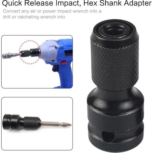 1Pc 1/4" Hex Shank Drill Chuck Conversion Kit Converter Impact Driver 1/2" Square Quick Change Adapter Converts Air Power Wrench