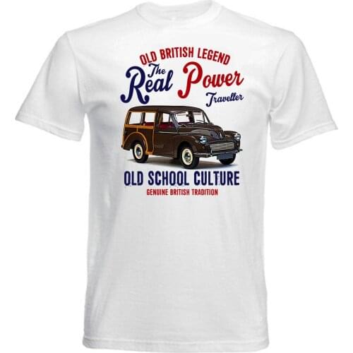 2019 New T-Shirts Men Short Sleeve Cotton T Shirts Man Clothing Vintage British Car Morris Minor Traveller Homme Suit