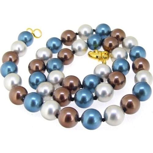 New Shell Pearl Necklace 8mm Round Natural Sea Shell Pearl Fashion Jewelry 18‘’ High Luster Top Necklace More Color For Choose