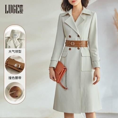 2021 autumn new style temperament waist closing slim fit thin coat fashion high-grade windbreaker coat womens middle and