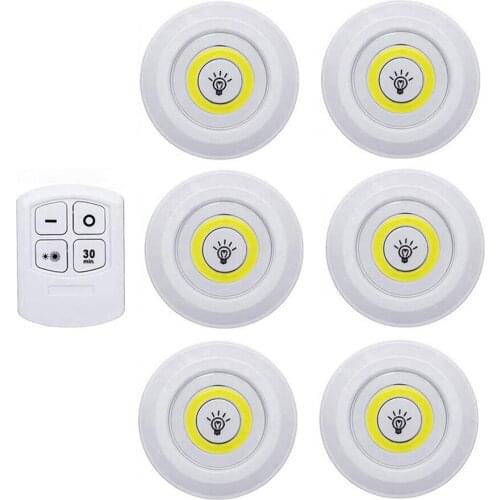 Dimmable LED Under Cabinet Light with Remote Control Stick-On Touch Tap Lamp for Cupboards Wardrobe Bathroom Closets Night Lamp