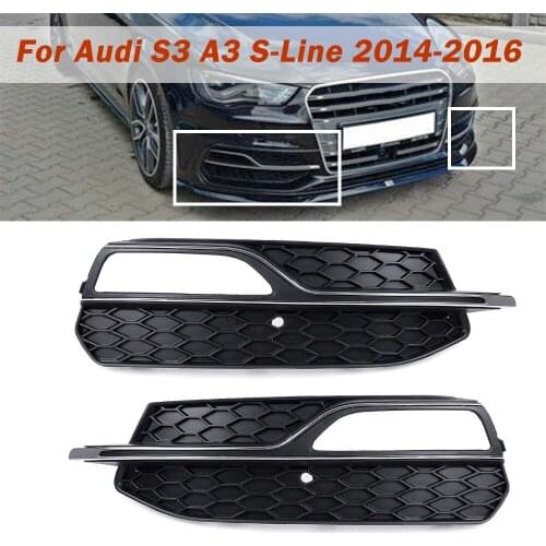 Pair Car Front Lower Bumper Fog Light Grille Grill Cover Fog Lamp Grille For Audi S3 A3 S-Lines 2014-2016 8V3807682L 8V3807682G