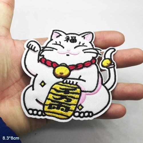 Lucky Fortune Cat Iron On Patches Embroidered Clothes Patch For Clothing Clothes Stickers Garment Apparel Accessories