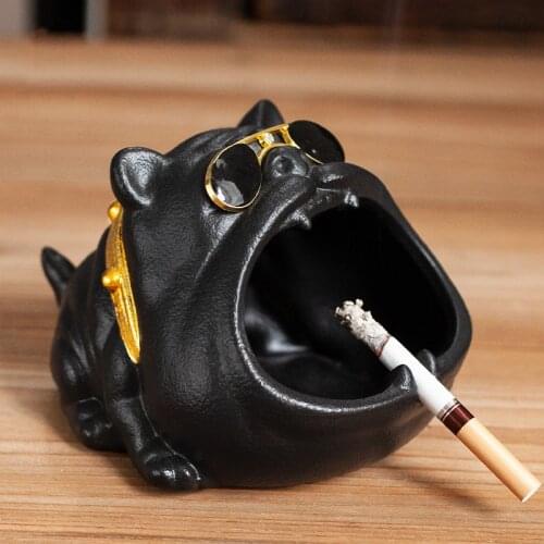 Creative Cartoon Dog Ashtray Personal Trend Decoration Windproof And Fly ash Proof Household Office Ceramic Ashtray