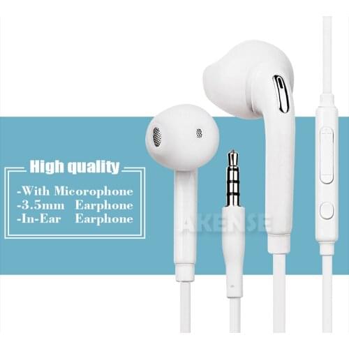 Wired Earphones 3.5mm In-Ear Stereo Music Sports Earphone Headset with Microphone Earbuds for Samsung S6 Cellphone White 100pcs