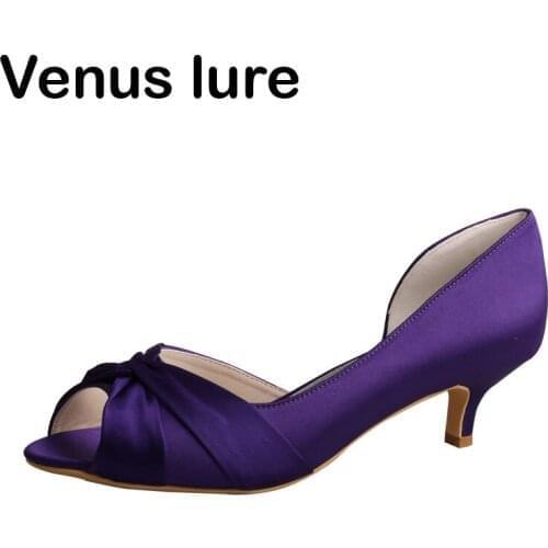 Clearance Purple Wedding Dresses for Women Low Heel Prom Court Shoes Peep Toe