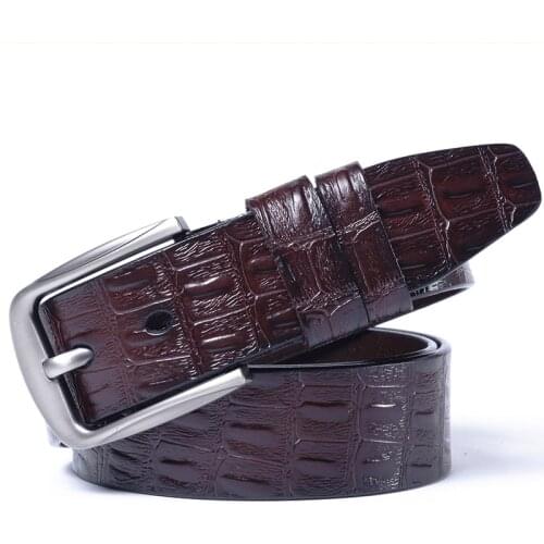 [HIMUNU] New product designer Belts Luxury Crocodile Pattern Belt For Men Genuine Leather Mens Waistband