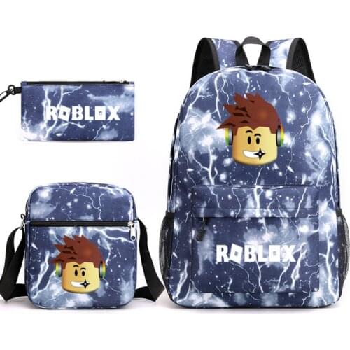 3pcs/set Kid Child Schoolbag Canvas Backpack Cool Waterproof Schoolbag Hot Game ROBLOX Student School Bag