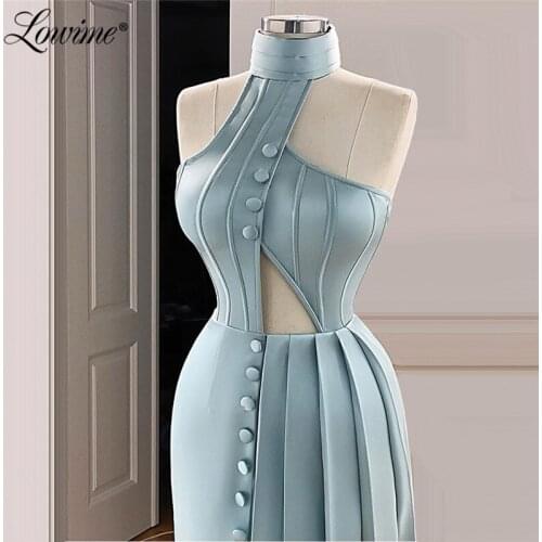 Light Blue Party Dress Customized Long Prom Dresses 2021 Robe De Soirée De Mariage Arabic Cut-out Design Evening Gowns Vestidos