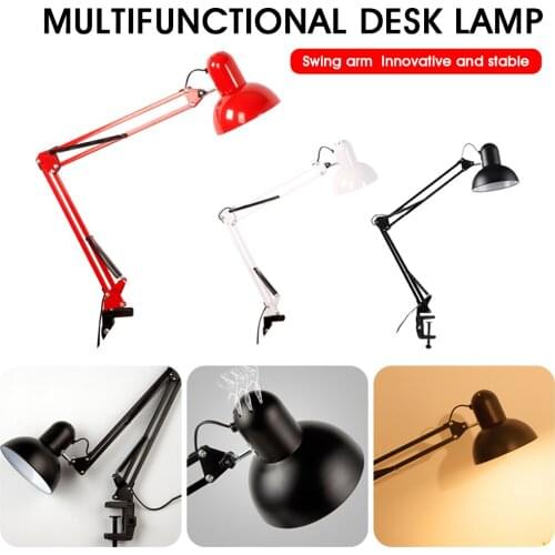 E27 Led Bulb Lamps Flexible Table Lamp Swing Arm Clamp Mount Lamp Office Studio Home Table Desk Light EU/US Plug Night Lights