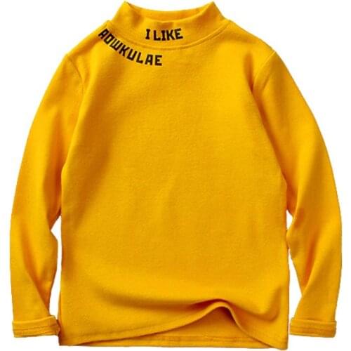 4-13 year girls autumn winter warm Sweater sweatshirt boy high-neck thick letter printing bottoming shirt quality child Clothing