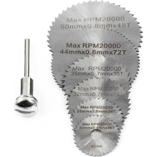 7pcs HSS Ultra-thin Saw Blades 22/25/32/35/44/50mm w/ Connecting Rod Set for Cutting Woodworking Plastic Electric Mill