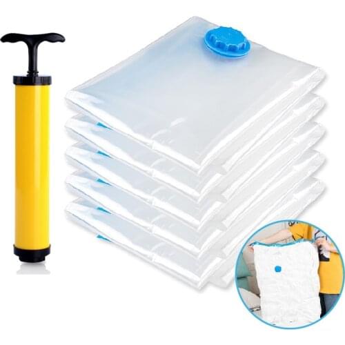 Vacuum Storage Bag Home Organizer Transparent Clothes Organizer Seal Compressed Travel Saving Space Hand Pump Seal Zipper
