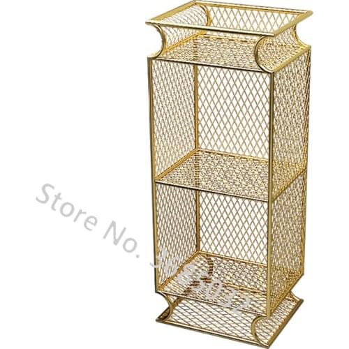 Waterproof Golden Bookshelf Floor Bedside Shelf Bedroom Living Room Not Fade Storage Rack Organizing Shelf for Dormitory Home
