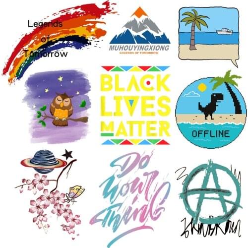 Waves Space ClothesThermal Stickers DIY Iron-On Transfer Patches For Clothing Outdoor Heat Transfer Letter Applique Print