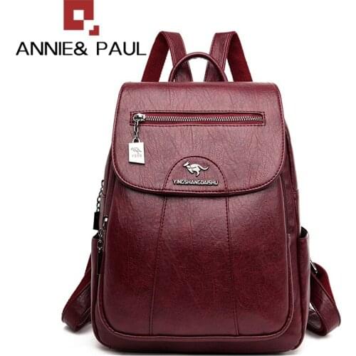 2020 Women Leather Backpacks High Quality Female Vintage Backpack For Girls School Bag Travel Bagpack Ladies Sac A Dos Back Pack