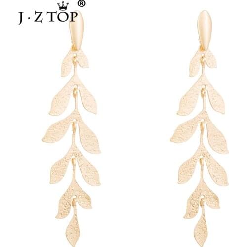 Jztop Brand Bohemian Gold Color Multilayer Leaf Drop Earrings For Women Long Tassel Dangle Earrings Female Pendientes Mujer