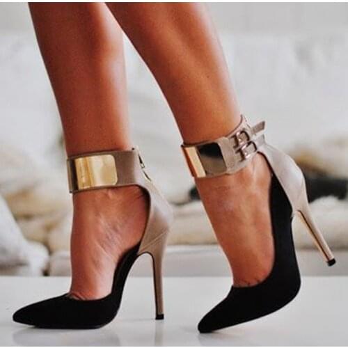 Fashion women shoes Fad womens shoes double color leather cashmere fabric 11cm heel pointed toe pump party wedding shoes