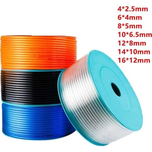 1m pneumatic hose pu pipe 4 * 2.5 mm 6 * 4 mm 8 * 5 mm 10 * 6.5 mm 12 * 8 14 * 10 mm 16 * 12 mm air tube compressor hose