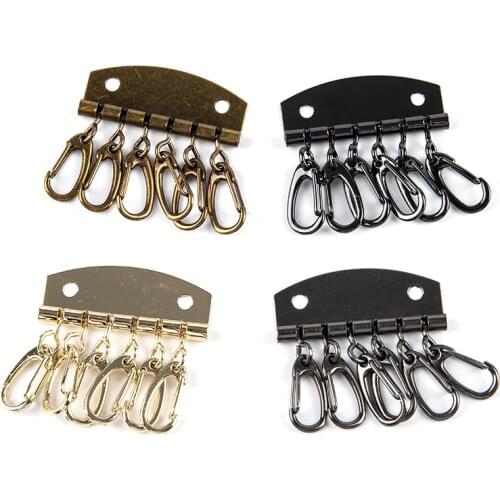 1PC Compact Key holder Wallet Key Row Key Chain 6 Hooks Handmade Leather Craft Hardware DIY Accessories