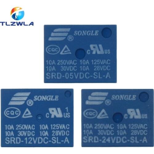 10PCS/lot Relays SRD-05VDC-SL-A SRD-12VDC-SL-A SRD-24VDC-SL-A 05V 12V 24V 10A 250VAC 4PIN T73