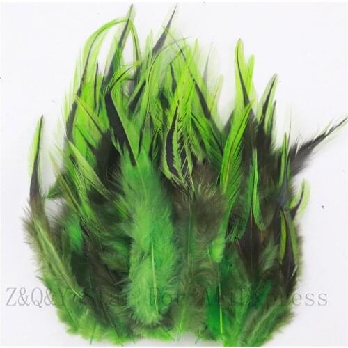 Natural 12-15CM (5-6 inches) pheasant silver edge pointed hair dyed fruit green 100PCSDIY craft jewelry material dream catcher
