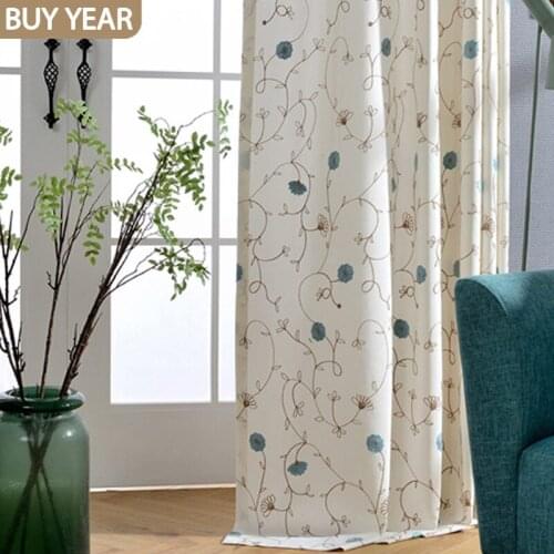 American Curtains for Living Dining Room Bedroom Country Style Simple Modern Shading Embroidered Tulle Curtains Kitchen Curtains