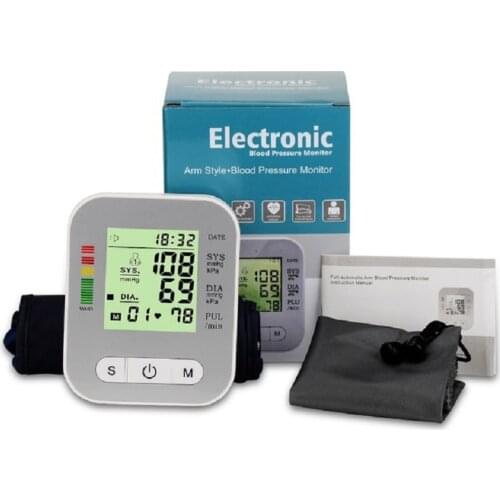 Upper Arm Blood Pressure Monitor Automatic Digital LCD Heart Beat Meter Machine Tonometer for Measuring Home Health Care