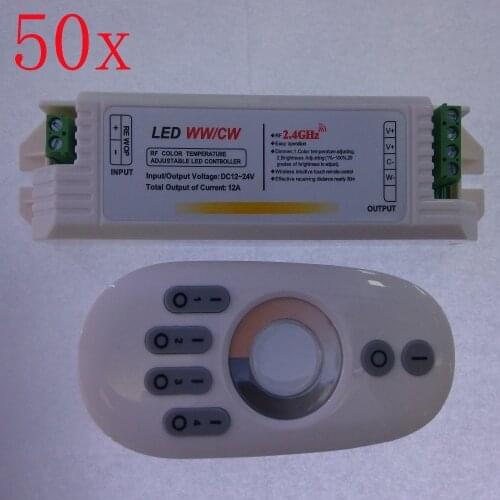 FREE DHL 50sets/lot DC12V/24V 12A 4-zone 2.4G RF LED Dimmer color temperature adjust touch screen controller for WW/CW LED Strip
