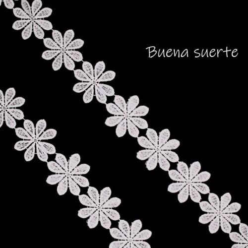 Buena suerte Multi Options White Rose Flower Embroidery Lace Ribbon Fabric for Sew DIY Handmade Materials Accessories TM061