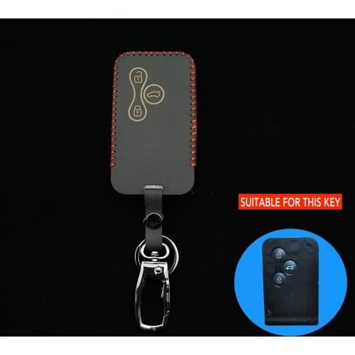 3-Button Genuine Leather Case, Car Key Protection, Smart Skin, For Renault Clio Logan Megane 2 3 Koleos Scenery Shell Box