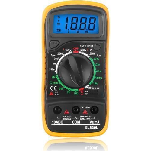 Digital XL830L Multimeter AC/DC Ammeter Volt Ohm Tester Meter Multimetro With Thermocouple LCD Backlight Portable