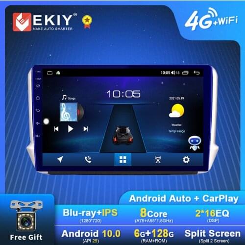 EKIY Android Car Radio For Peugeot 208 2008 2014-2018 Navigation GPS 1280*720 IPS DSP Carplay Multimedia Player Auto Stereo DVD